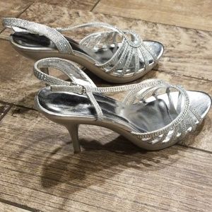 Silver sparkly high heels